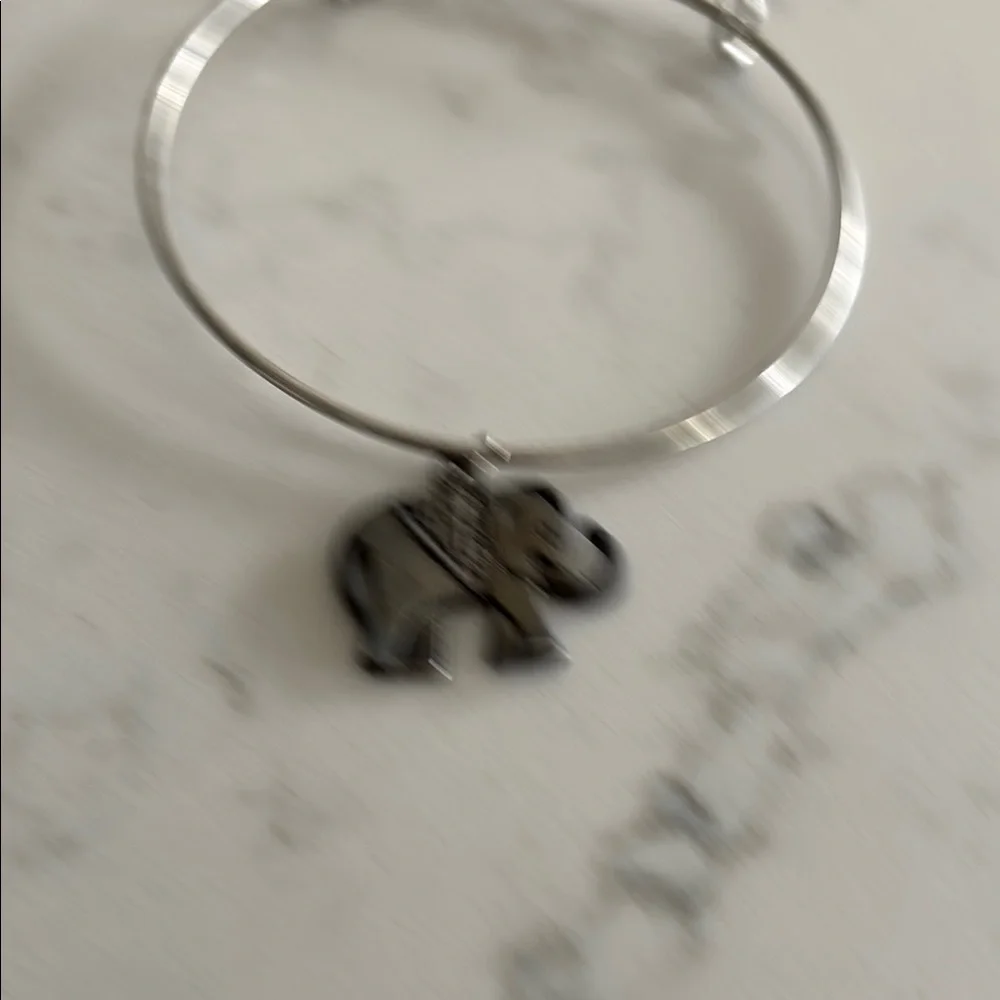 Silver Elephant Charm Bangle